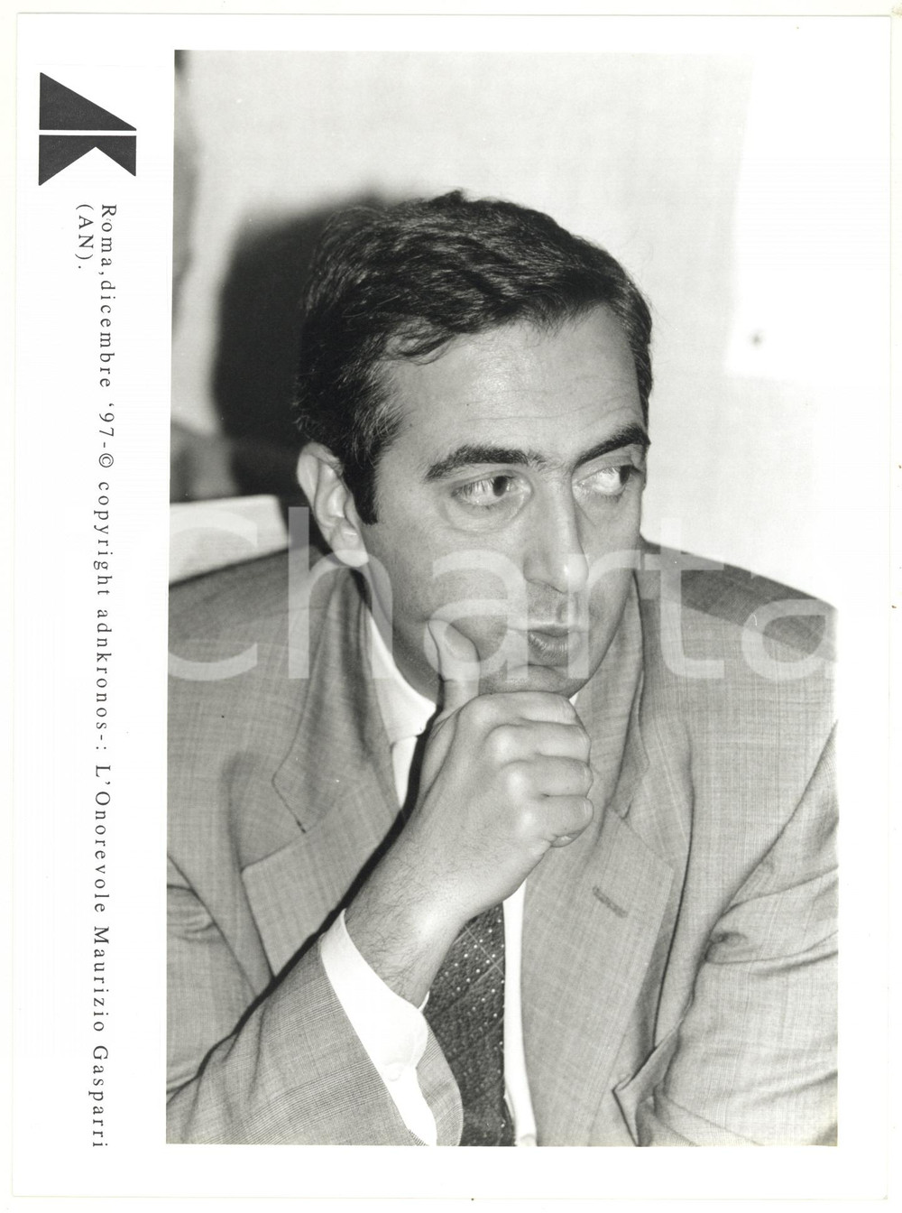 Fotografia d epoca originale 1997 ROMA  ALLEANZA NAZIONALE Ritratto di Maurizio GASPARRI  Foto 17x24 cm 1