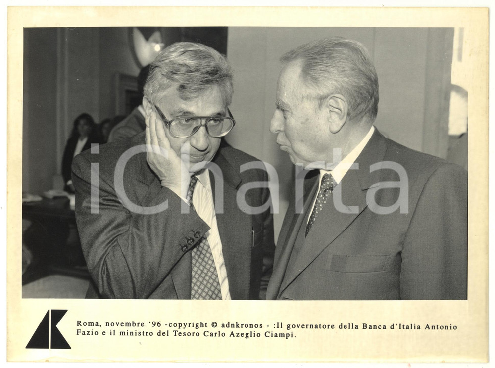 Fotografia d epoca originale 1996 ROMA Antonio FAZIO e Carlo Azeglio CIAMPI  Fotografia 24x17 cm 1