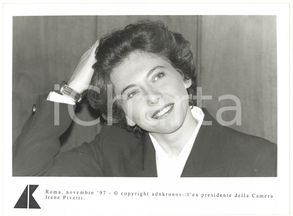 Fotografia d epoca originale 1997 ROMA Ritratto di Irene PIVETTI sorridente Foto 24x17 cm 1