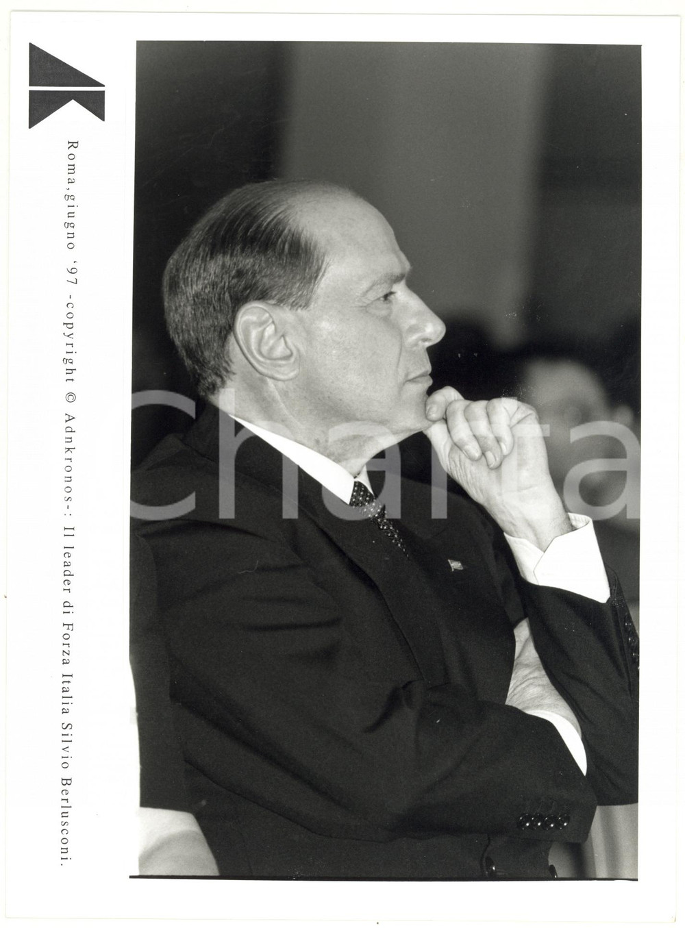 Fotografia d epoca originale 1997 ROMA  FORZA ITALIA Ritratto di Silvio BERLUSCONI  Foto 17x24 cm 1