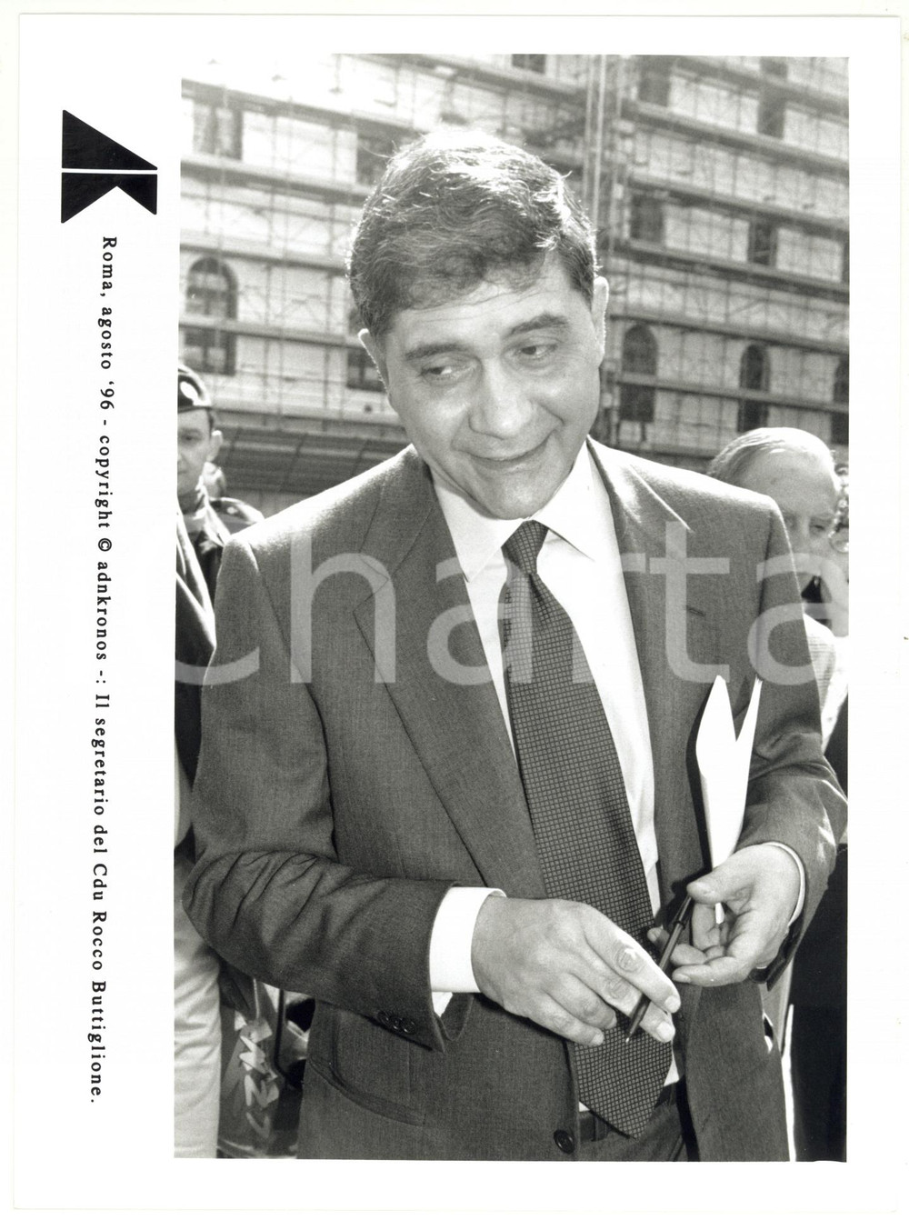 Fotografia d epoca originale 1996 ROMA Rocco BUTTIGLIONE segretario Cristiani Democratici Uniti CDU  Foto 1