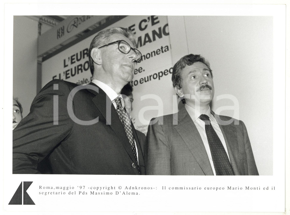 Fotografia d epoca originale 1997 ROMA Mario MONTI e Massimo D ALEMA segretario PDS  Foto 24x17 1