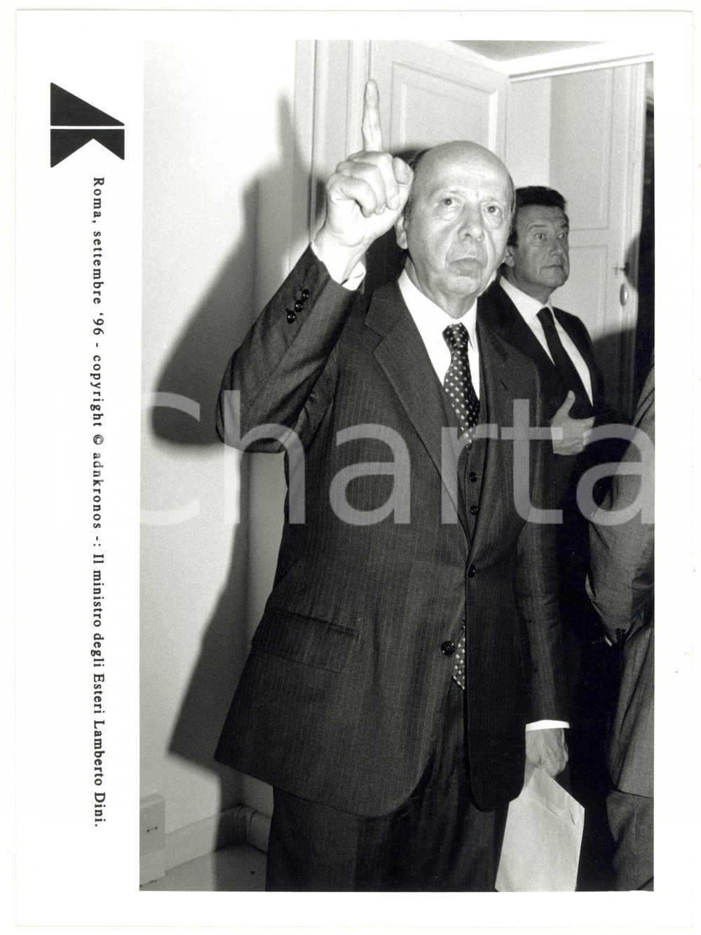 Fotografia d epoca originale 1996 ROMA Ritratto di Lamberto DINI ministro degli Esteri  FOTOGRAFIA 17x24 1