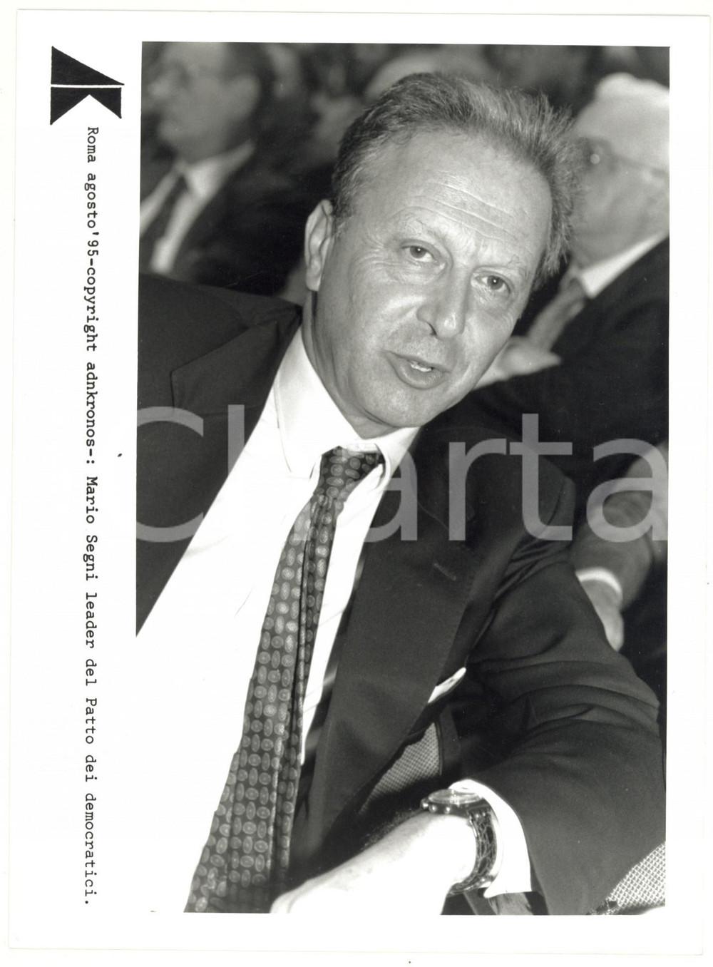 Fotografia d epoca originale 1995 ROMA Ritratto di Mario SEGNI leader del PATTO DEI DEMOCRATICI  Foto 17x24 1