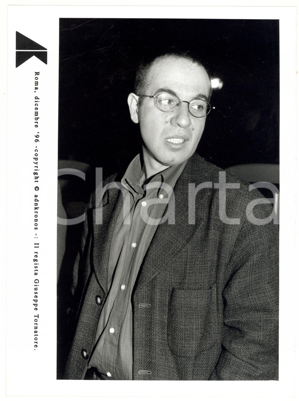 Fotografia d epoca originale 1996 ROMA Ritratto del regista Giuseppe TORNATORE  Foto 17x24 cm 1