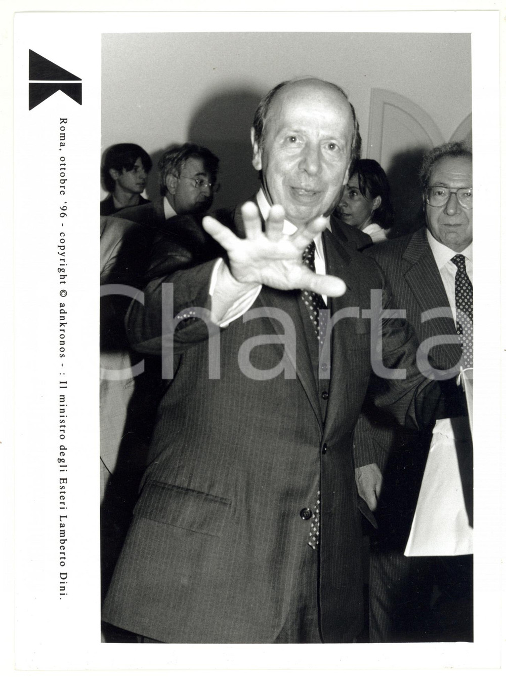 Fotografia d epoca originale 1996 ROMA Lamberto DINI  Ritratto del ministro degli Esteri  Foto 17x24 cm 1