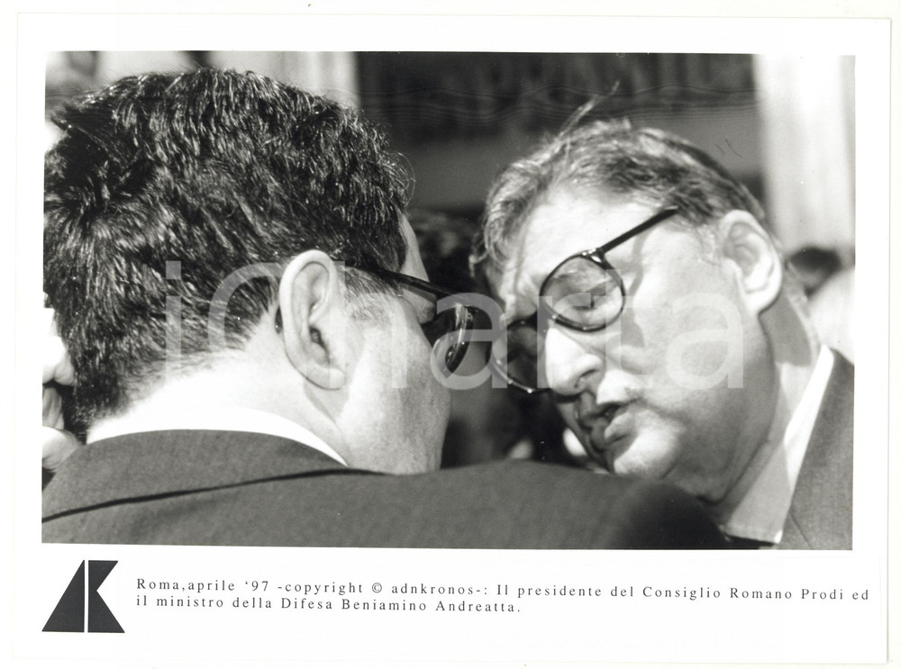 Fotografia d epoca originale 1997 ROMA Romano PRODI con Beniamino ANDREATTA ministro della Difesa Foto 1