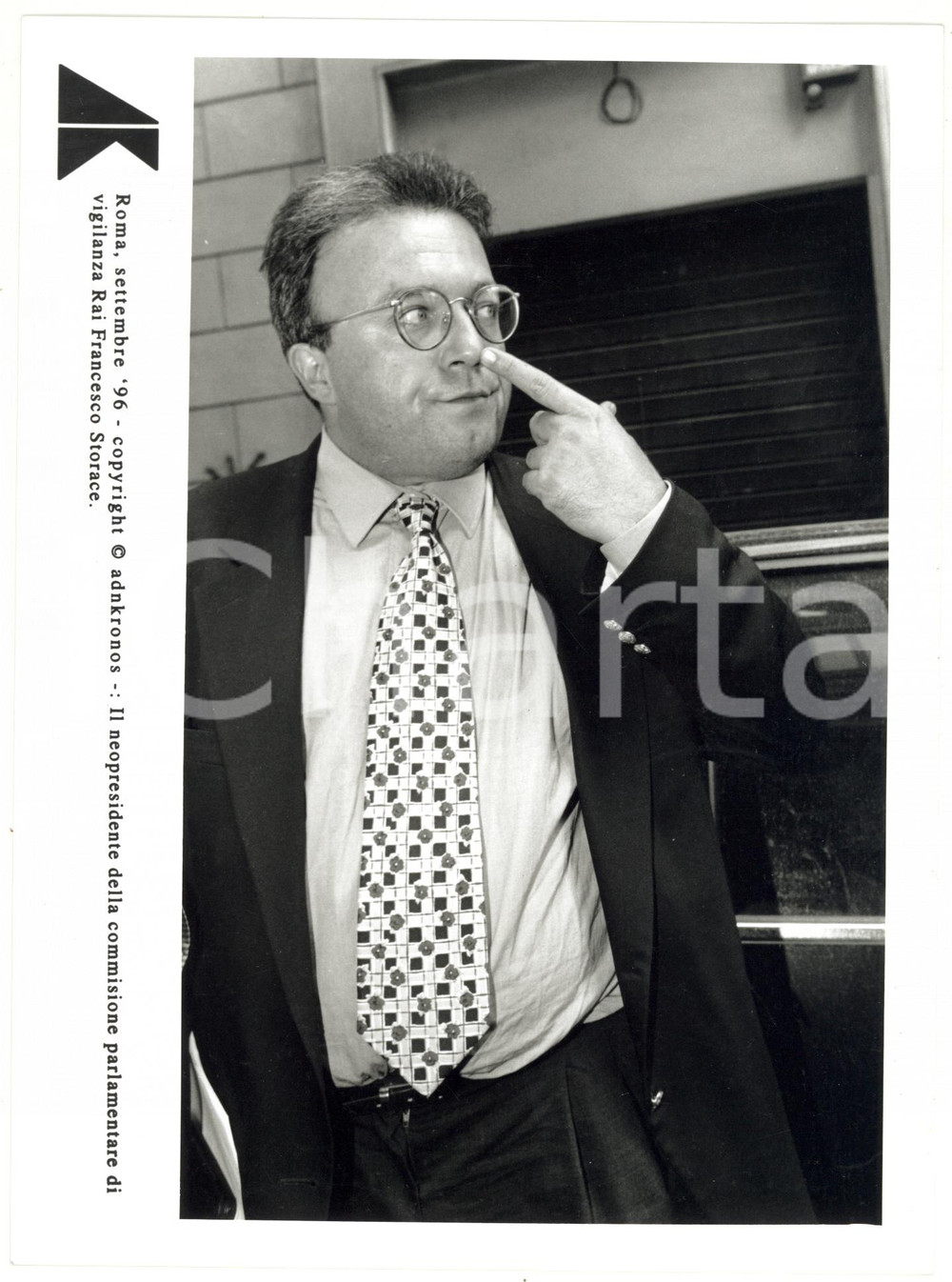 Fotografia d epoca originale 1996 ROMA Ritratto di Francesco STORACE presidente Commissione di Vigilanza RAI 1