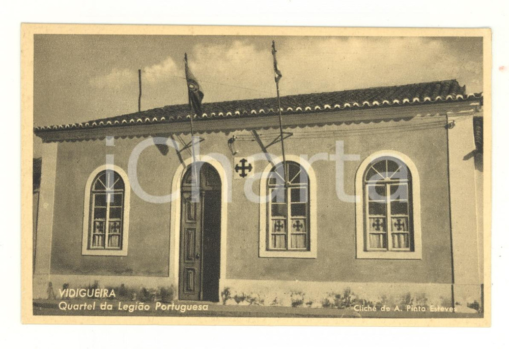 Fotografia d epoca originale 1940ca VIDIGUEIRA Quartel da LegiÃ£o Portuguesa  Cartolina postale FG NV 1