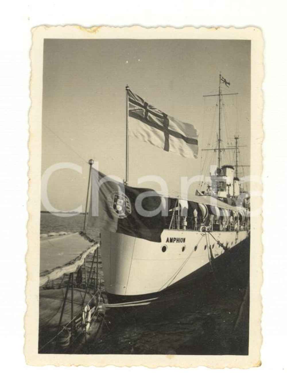 Fotografia d epoca originale 1940 ca ANGOLA Arrivo della nave AMPHION in porto  Foto VINTAGE 6x9 cm 1