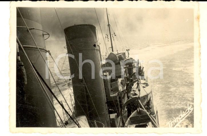 Fotografia d epoca originale 1940 ca TRINDADE BRAZIL MARINHA PORTUGUESA  Nave in viaggio  Foto VINTAGE 1
