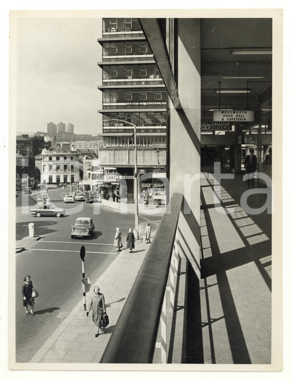 Fotografia d epoca originale 1970 ca SHEFFIELD Veduta urbana con il Castle Market  Foto VINTAGE 16x21 cm 1