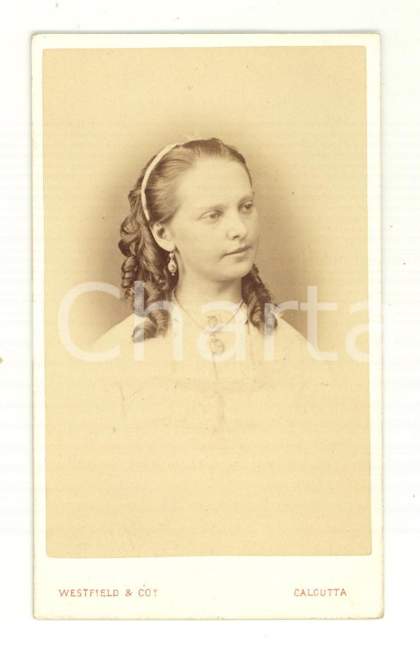 Fotografia d epoca originale 1870 CALCUTTA Ritratto di Marie JOUFFET bambina Fotografia WESTFIELD CDV 1