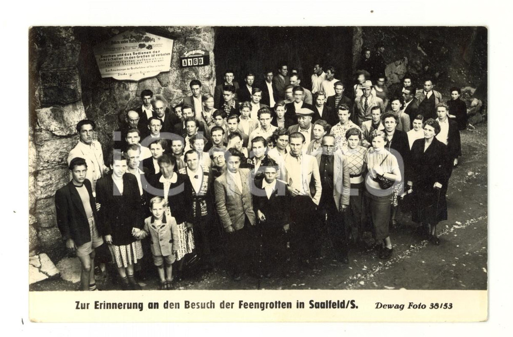 Fotografia d epoca originale 1953 SAALFELD / SAALE D Visitatori alle Grotte delle Fate  Foto 14x9 cm 1