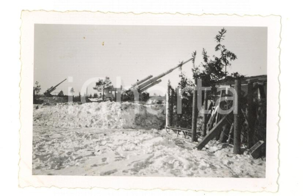Fotografia d epoca originale 1940 ca WW2 FRONTE ORIENTALE Postazione di tiro nella neve  Fotografia 9x6 cm 1