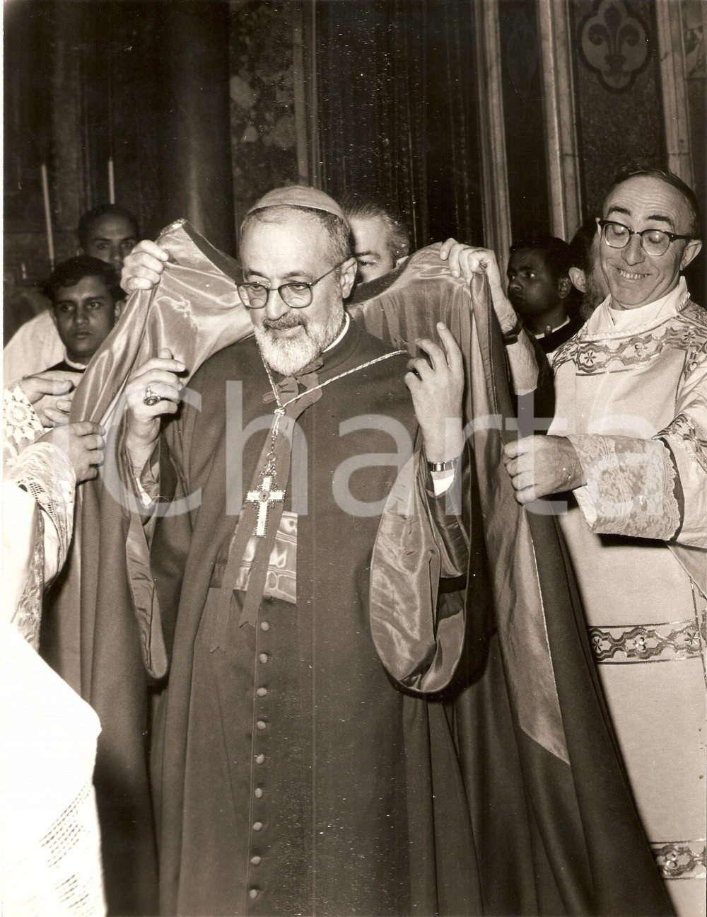 Fotografia d epoca originale 1955 ROMA Chiesa del GesÃ¹  Krikor Bedros XV AGHAGIANIAN indossa ferraiolo Foto 1