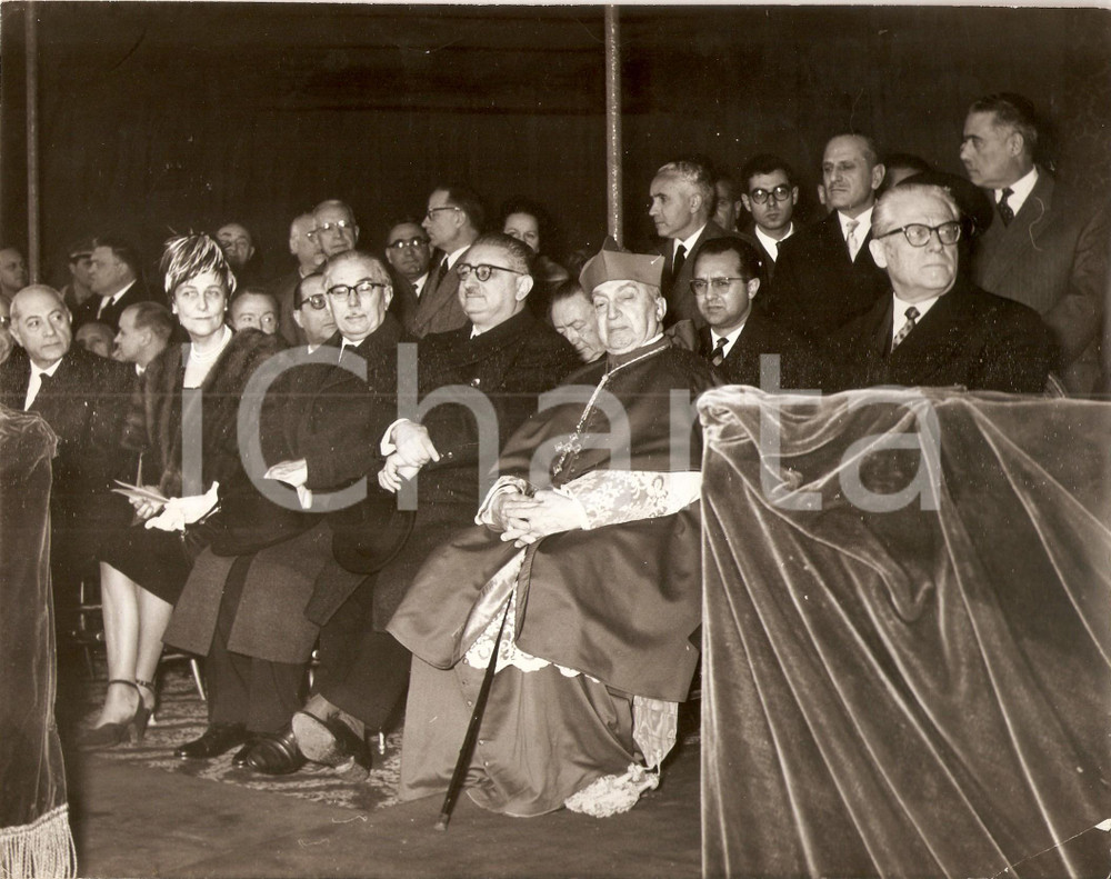 Fotografia d epoca originale 1960 ROMA  EUR Inaugurazione obelisco a Guglielmo MARCONI  Giovanni LEONE Foto 1