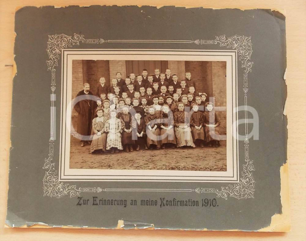 Fotografia d epoca originale 1910 GERMANIA Bambini nel giorno della Cresima  Foto DANNEGGIATA 30x24 cm 1