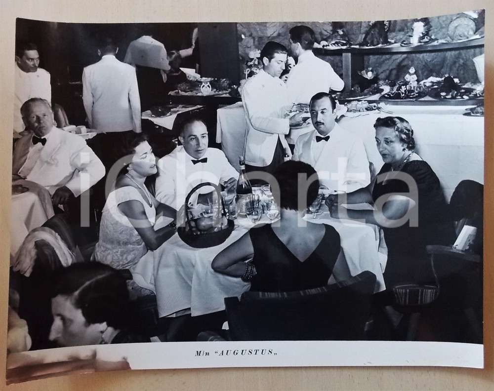 Fotografia d epoca originale 1950 ca ITALIA  M/N AUGUSTUS Conversazioni in sala da pranzo  Foto 40x30 1