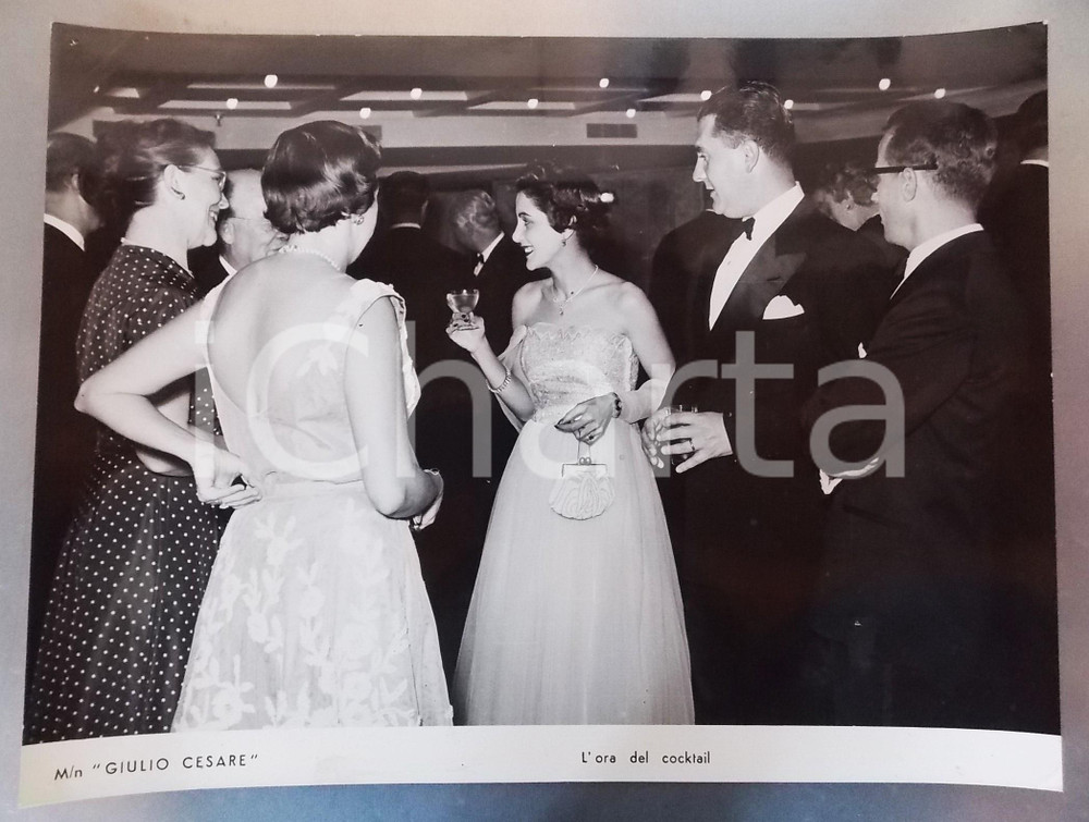 Fotografia d epoca originale 1950 ca ITALIA  M/N GIULIO CESARE Cocktail in prima classe Fotografia 40x30 cm 1