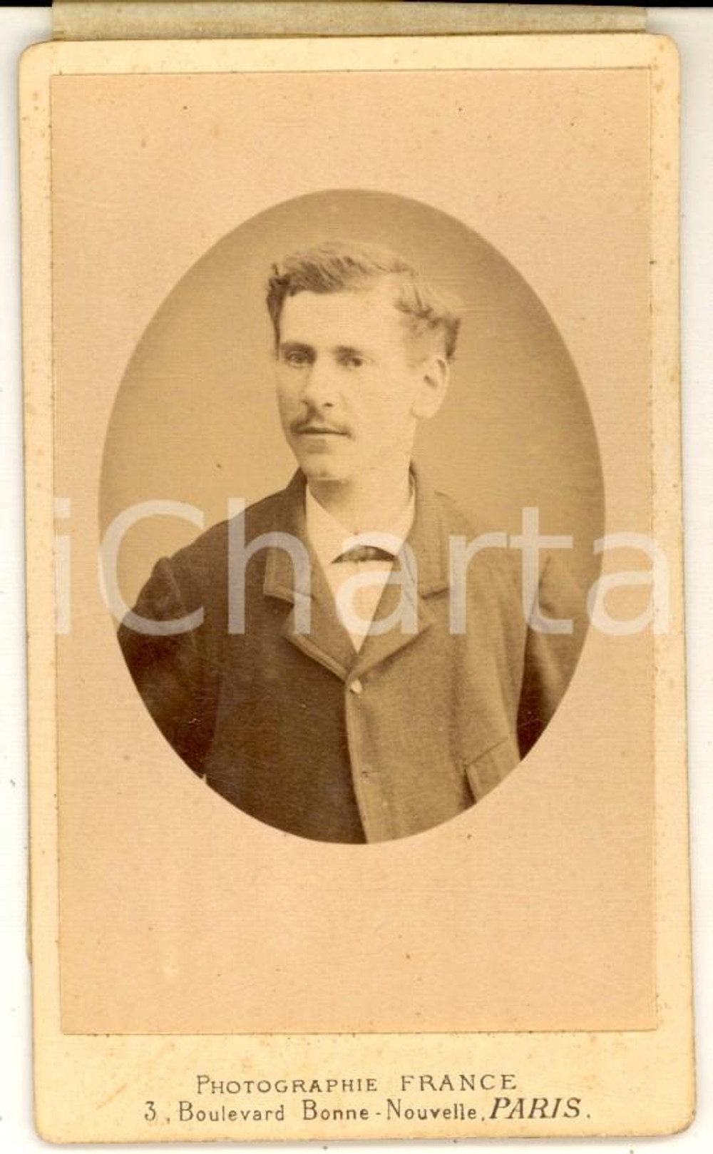 Fotografia d epoca originale 1894 PARIS Ritratto maschile con giacca in panno Foto FRANCE Porte St. Denis 1