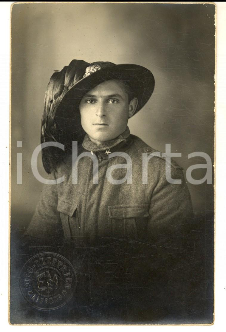 Fotografia d epoca originale 1925 ca LIVORNO REGIO ESERCITO Ritratto di bersagliere Foto Emilio MAGGINI 1