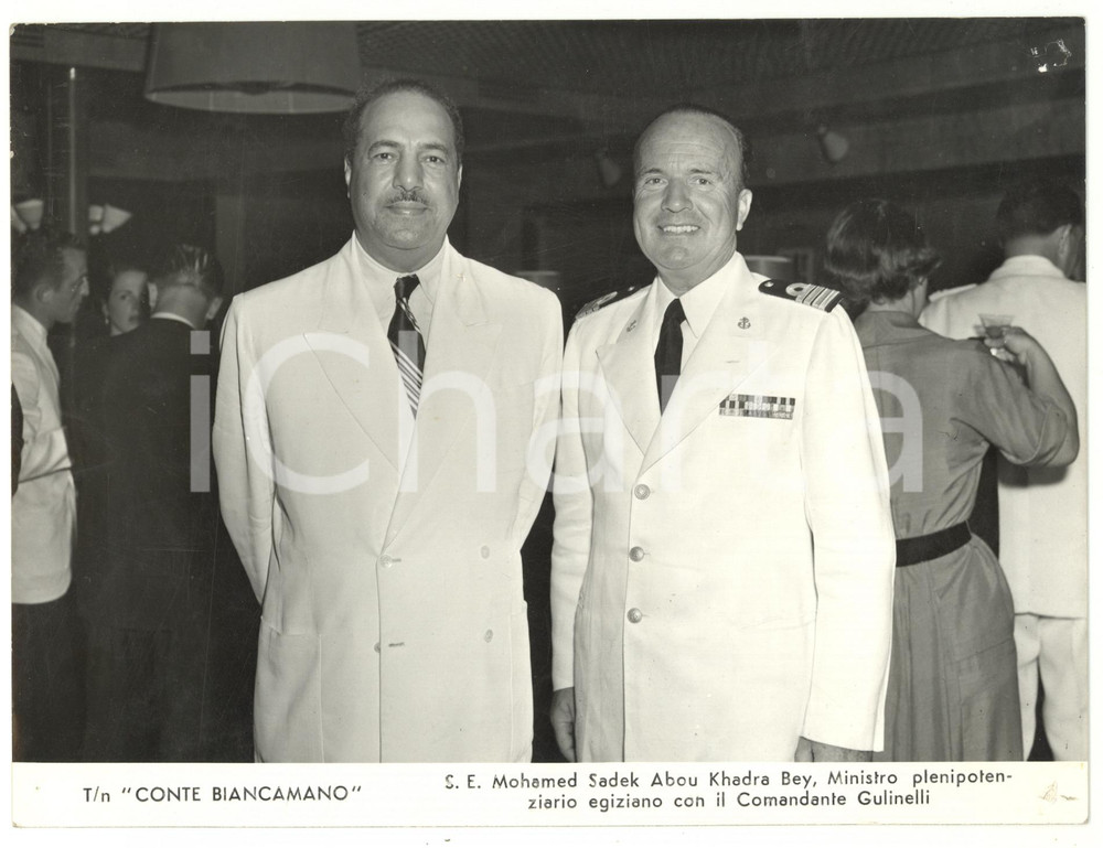 Fotografia d epoca originale 1950 ca T/N CONTE BIANCAMANO Luigi GULINELLI con Mohamed SADEK ABU KHADRA BEY 1