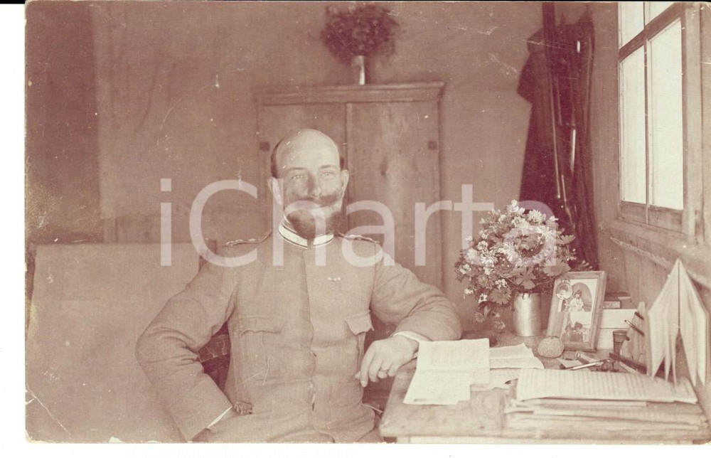 Fotografia d epoca originale 1914 TOBRUK LIBIA Ufficiale 38Â° reggimento fanteria nel suo ufficio Foto 1