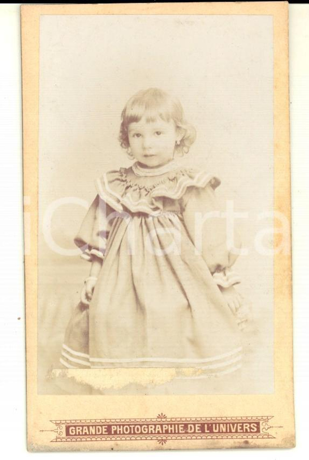 Fotografia d epoca originale 1880 ca PARIS Portrait d enfant dans sa robe Grande Photographie de l Univers 1