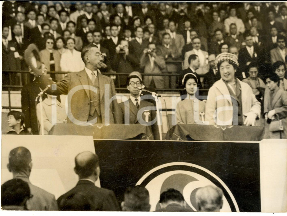 Fotografia d epoca originale 1959 TOKYO XIV Olimpiade Nazionale  Imperatore HIROHITO all apertura  Foto 1