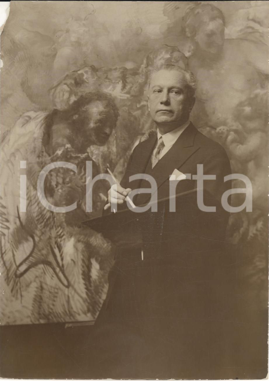 Fotografia d epoca originale 1930 ca BERLIN Ritratto di un pittore al lavoro  Foto DA IDENTIFICARE 12x16 cm 1