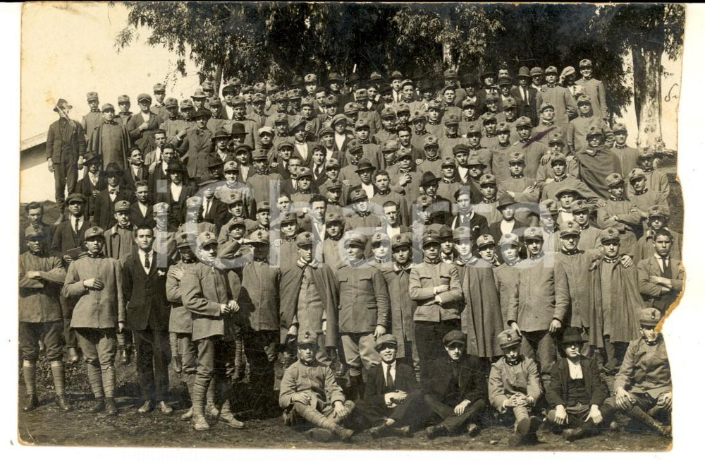 Fotografia d epoca originale 1915 ca WW1 REGIO ESERCITO Un battaglione di allievi ufficiali Foto DANNEGGIATA 1