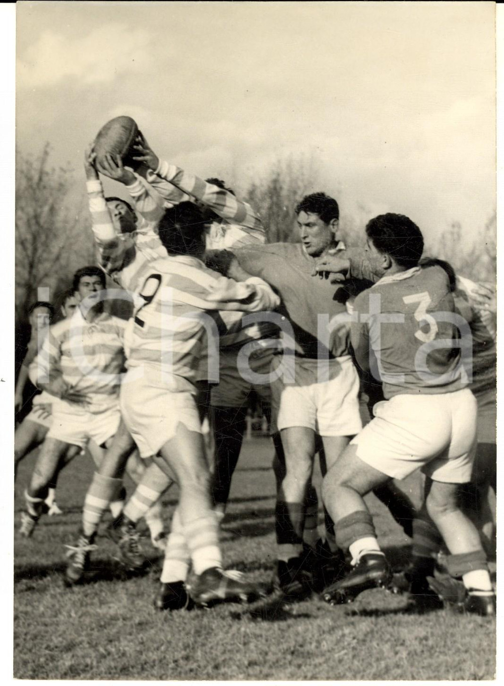 Fotografia d epoca originale 1959 PARIS Stade JeanBouin  RUGBY A XV Match RACINGCARMAUX  Photo 13x18 1