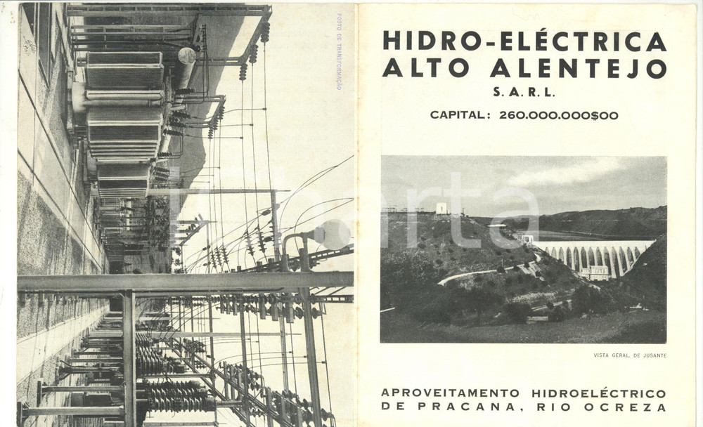 Materiale pubblicitario d’epoca 1953 HIDROELECTRICA ALTO ALENTEJO PORTUGAL Barragem de PRACANA  Pieghevole 1