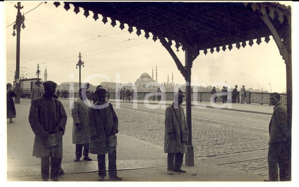 Fotografia d epoca originale 1930 ca ISTANBUL Veduta moschea di Solimano dal ponte di Galata  Foto ANIMATA 1
