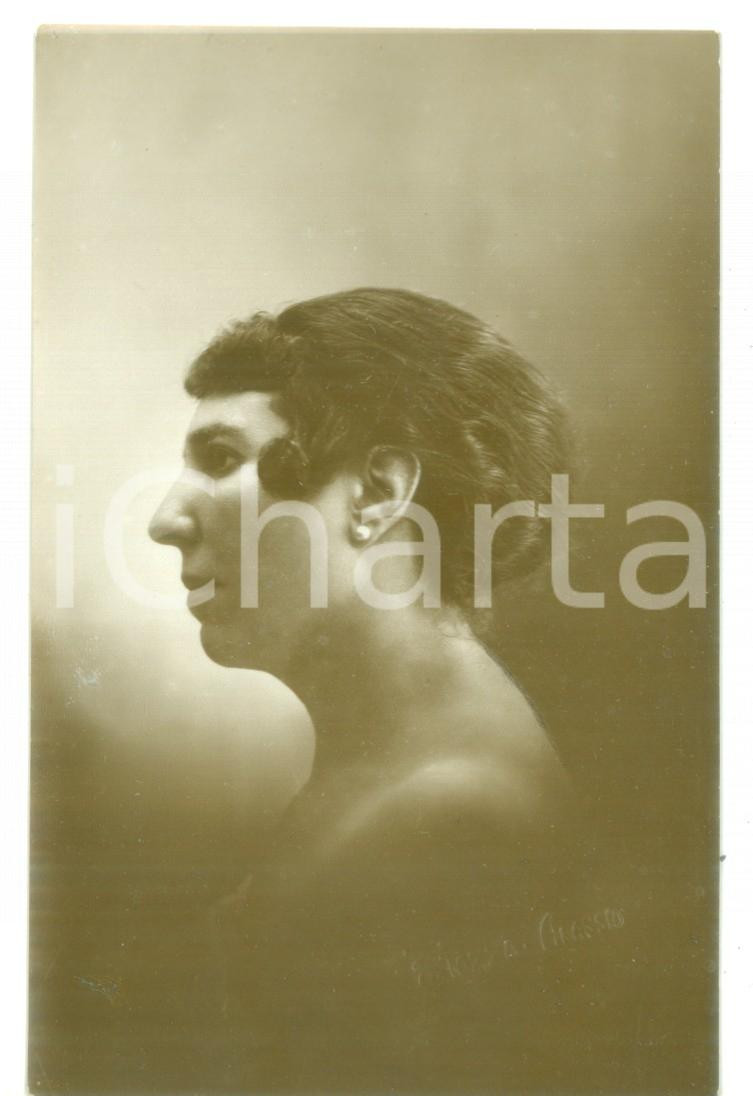 Fotografia d epoca originale 1918 ALASSIO Ritratto di donna di profilo  Foto cartolina artistica TIOZZO 1