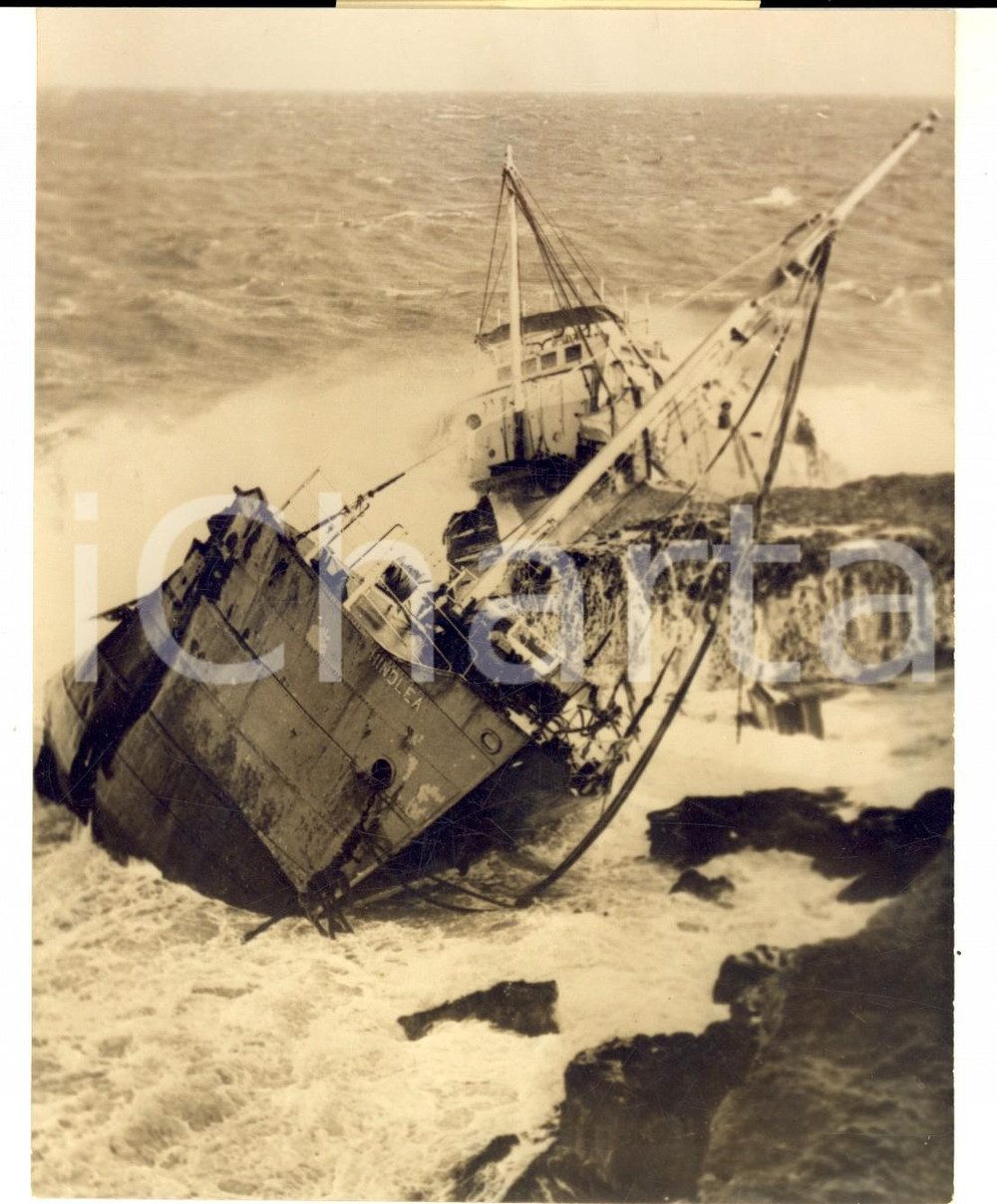 Fotografia d epoca originale 1959 ANGLESEY GALLES Naufragio della nave cargo HINDLEA  Foto 12x17 cm 1