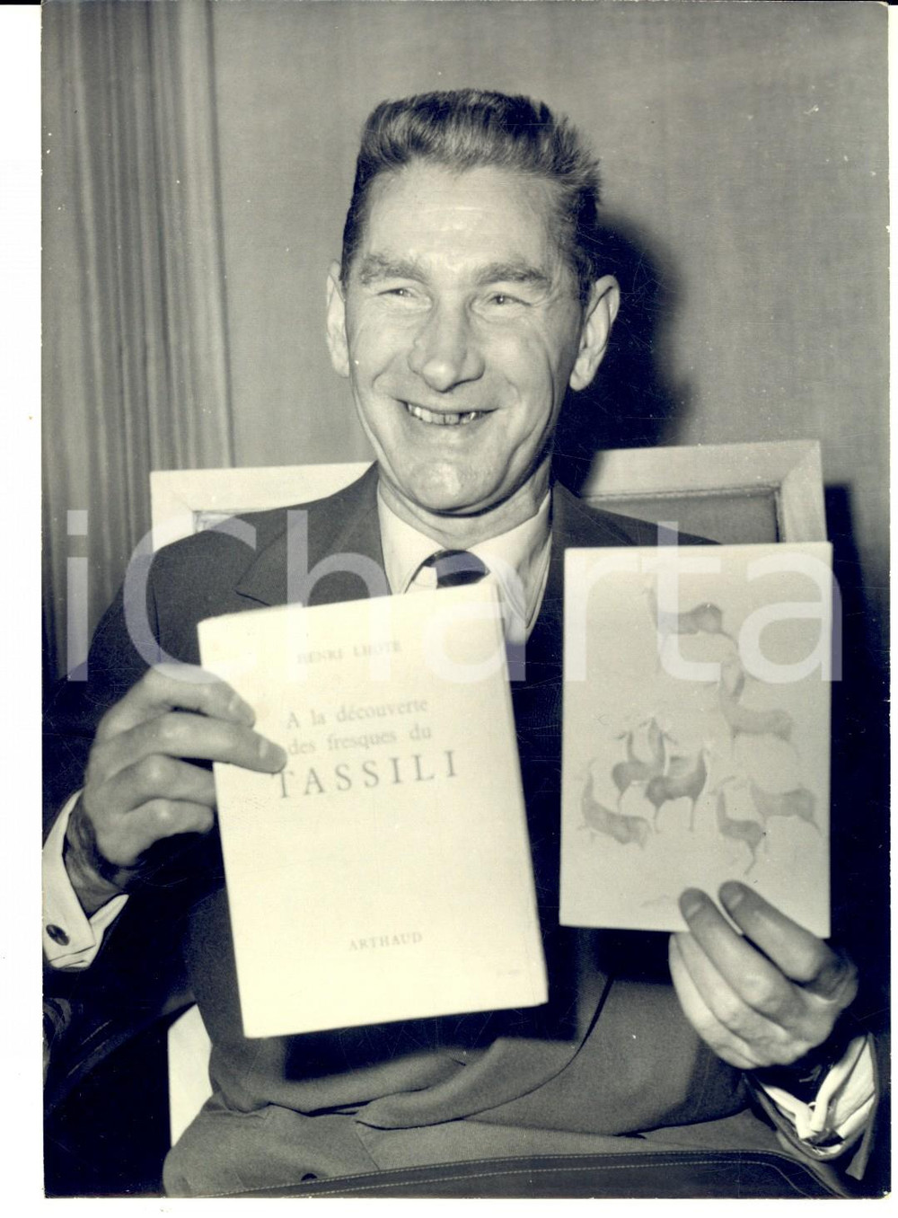 Fotografia d epoca originale 1959 PARIS Henri LHOTE remporte le Prix LittÃ©raire du Sahara  Photo 13x18 cm 1