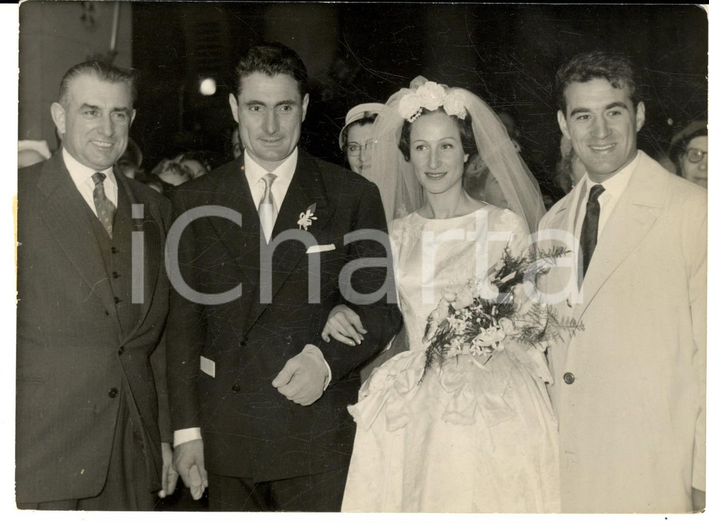 Fotografia d epoca originale 1959 PARIS Nozze del campione Bernard GAUTHIER con Marine BAUVY  Foto 18x13 1