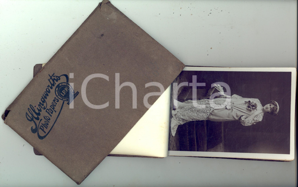 Fotografia d epoca originale 1914 ILLINGWORTH S BROMIDE PAPER  Libretto 21 foto donne VINTAGE 16x11 cm 1