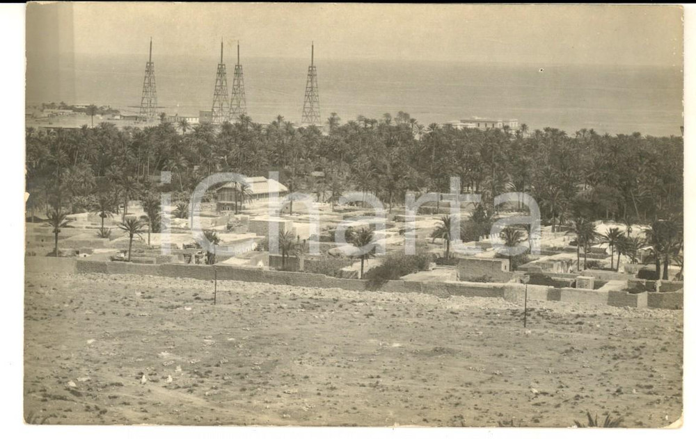 Fotografia d epoca originale 1915 ca LIBIA Insediamento coloniale italiano in zona costiera Foto cartolina 1