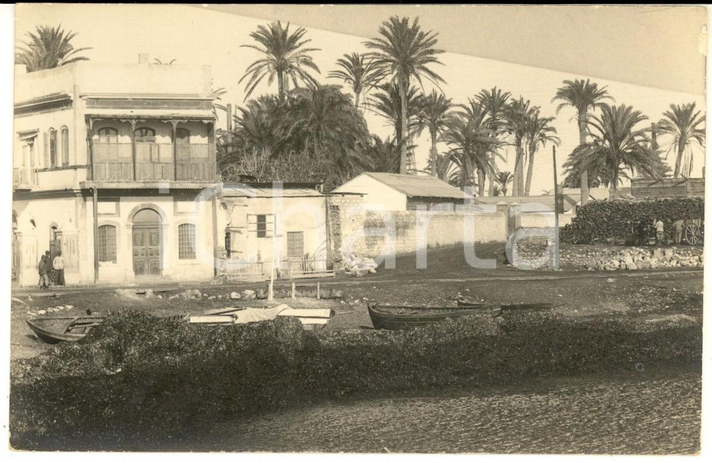 Fotografia d epoca originale 1915 ca LIBIA Insediamento italiano in un oasi Foto cartolina VINTAGE 1