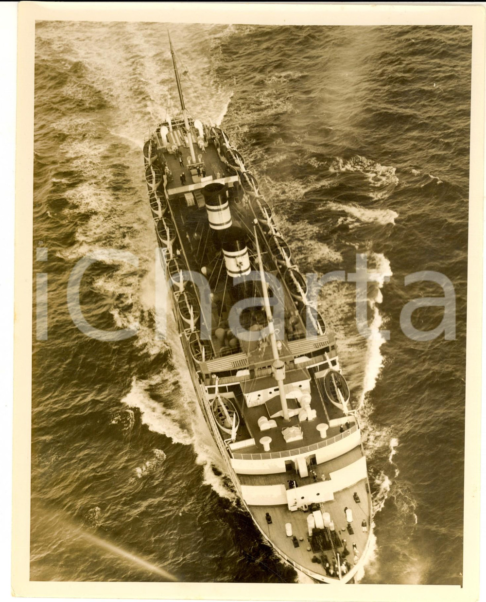 Fotografia d epoca originale 1939 NEW YORK Harbor  The liner S.S. IROQUOIS in an air view  Photo 18x24 cm 1