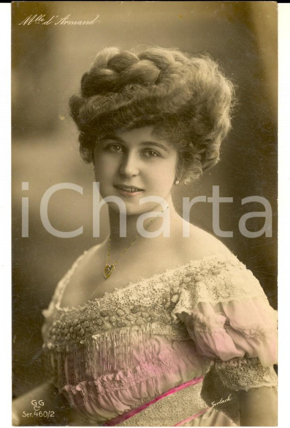 Cartolina originale da collezione 1908 THEATRE Actress Betty DARMAND  Portrait  VINTAGE colored postcard FP VG 1