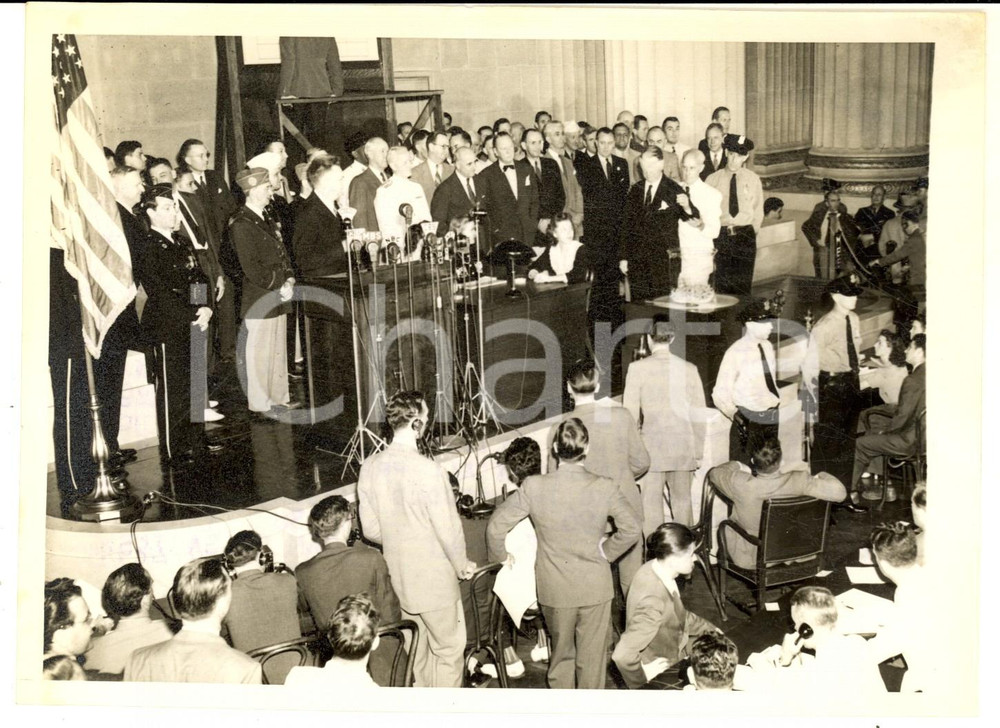 Fotografia d epoca originale 1941 WASHINGTON Navy Secretary Frank KNOX draws second lottery number  Photo 1