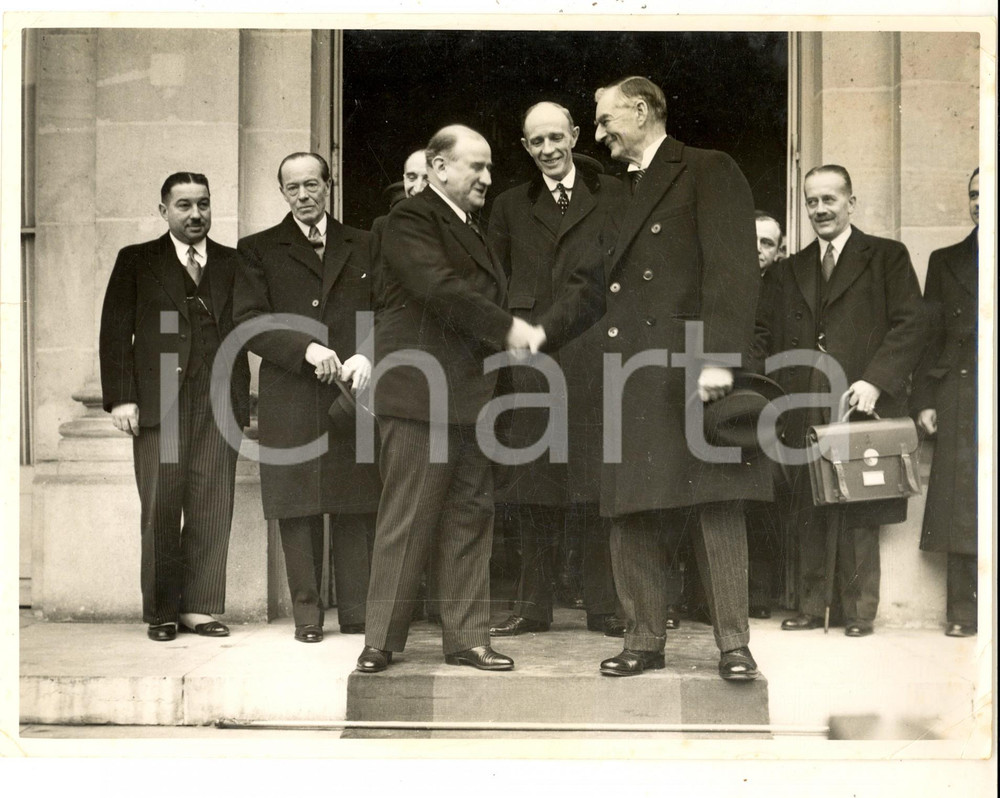 Fotografia d epoca originale 1939 PARIS Consiglio FrancoBritannico  Edouard DALADIER e Neville CHAMBERLAIN 1