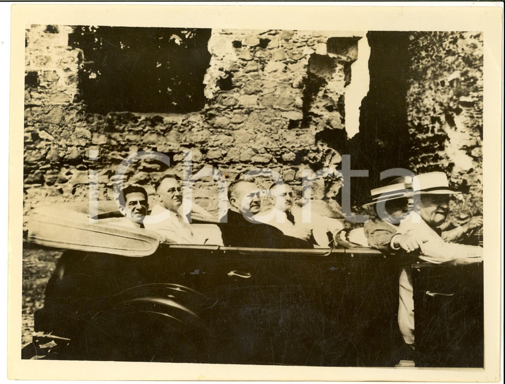 Fotografia d epoca originale 1934 PANAMA Franklin D. ROOSEVELT in visita con il presidente Harmodio ARIAS 1