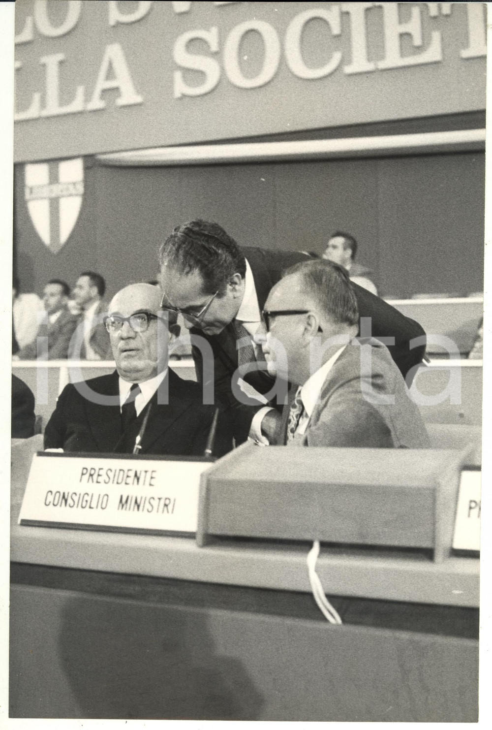 Fotografia d epoca originale 1969 ROMA XI Congresso DC  Amintore FANFANI  Emilio COLOMBO  Mariano RUMOR 1