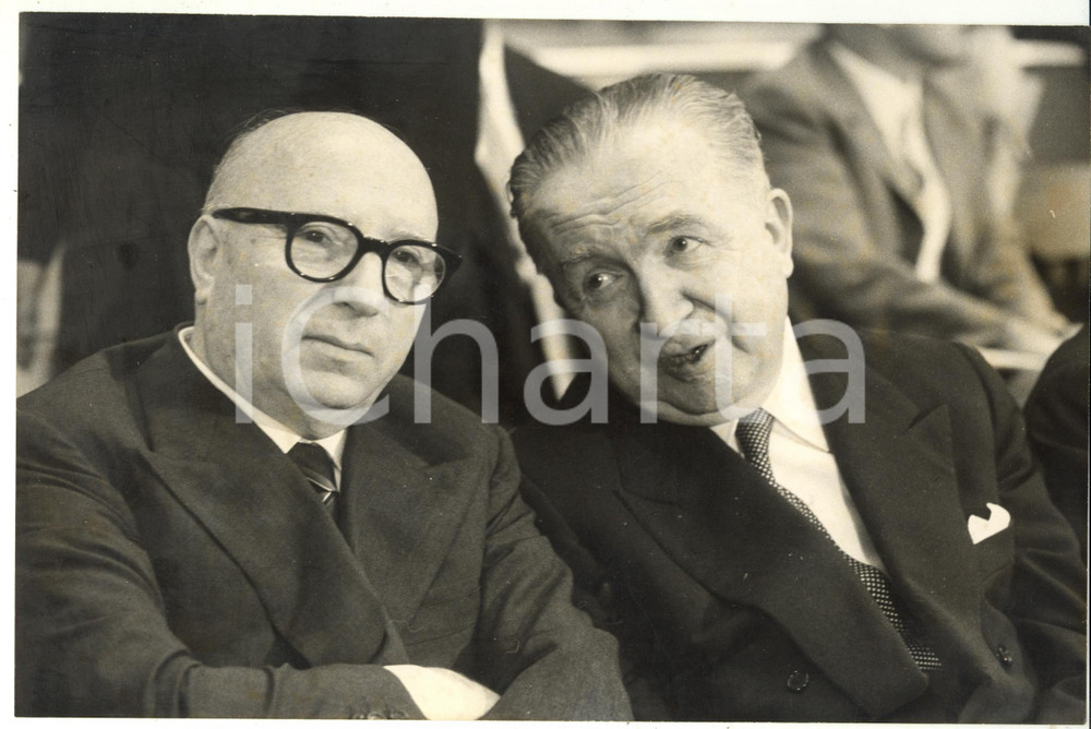 Fotografia d epoca originale 1969 ROMA XI Congresso DEMOCRAZIA CRISTIANA  Mario SCELBA e Giuseppe PELLA 1