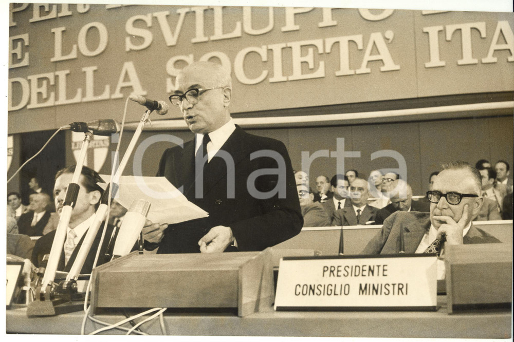 Fotografia d epoca originale 1969 ROMA XI Congresso Nazionale DC  Discorso di Amintore FANFANI Foto 30x20 1